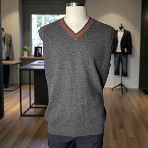 Impermeable 100% Cashmere V-Neck Sweater – Premium Gray Knit Pullover - XL
